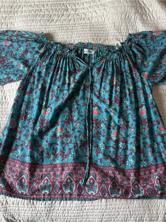 Sea Lustre Tops - Teal Floral Off-Shoulder Woman’s Blouse